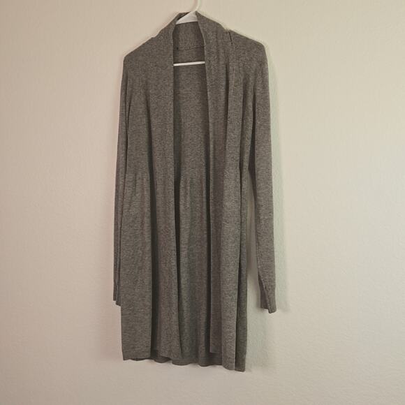 Long women's gray open-front cardigan sweater size large - Picture 5 of 5